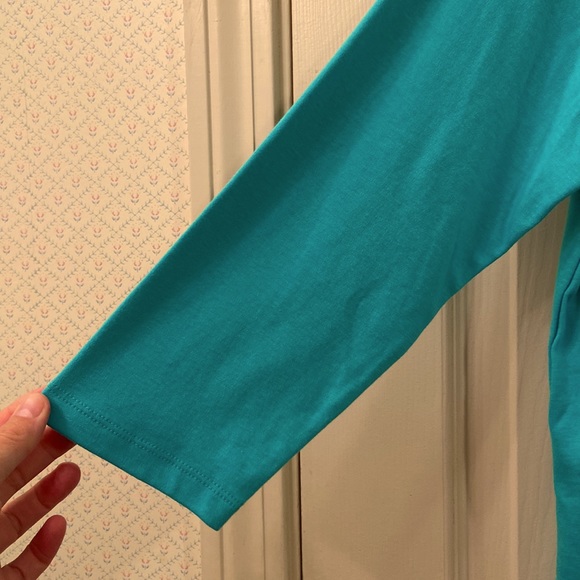 Alfred Dunner Top Jersey 3/4 Sleeve Green/Blue WM SZ S Petite Rhinestones 🥰 - Picture 6 of 12